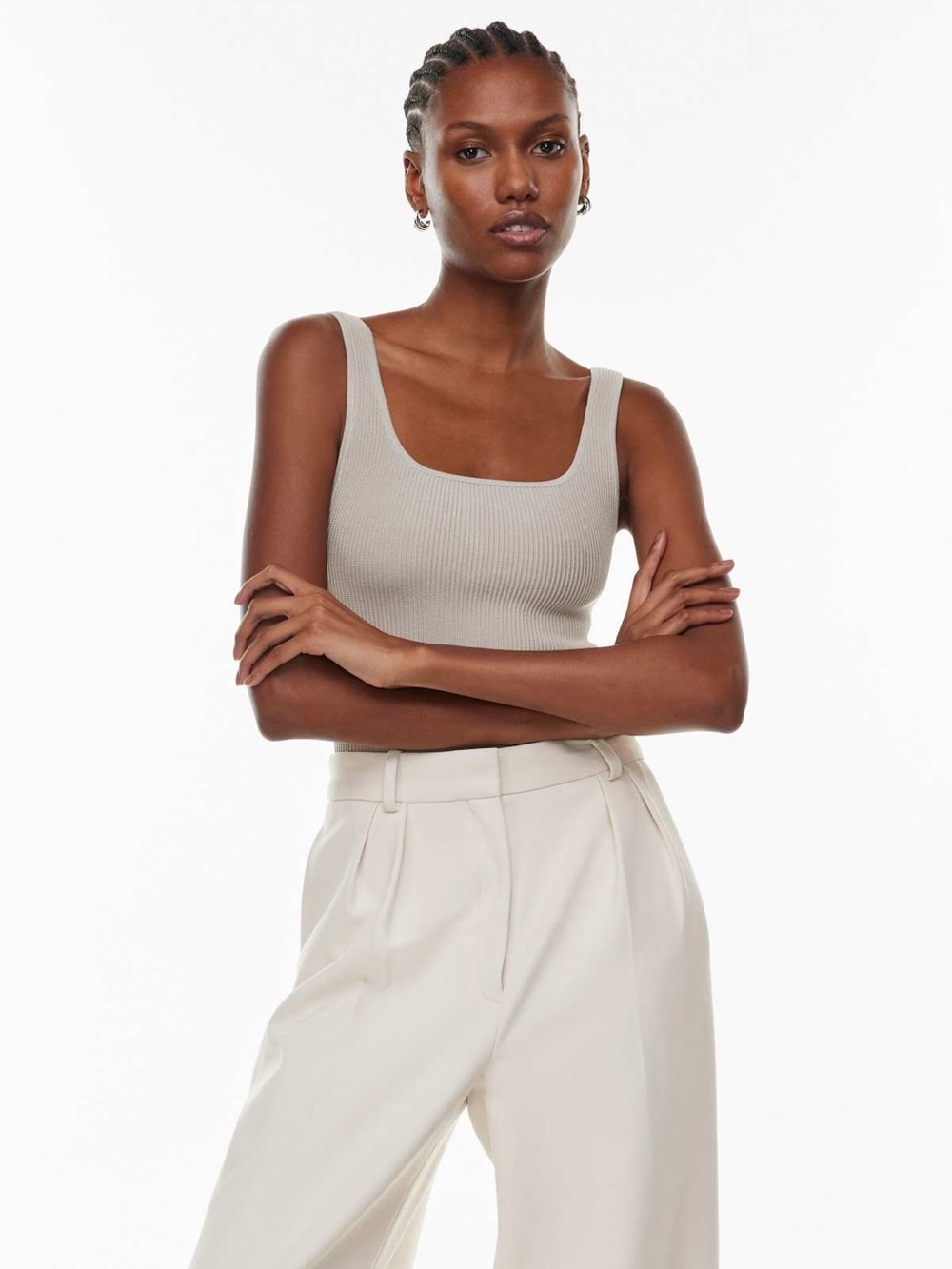 Aritzia Babaton Ribbed Square Neck Tank Top S